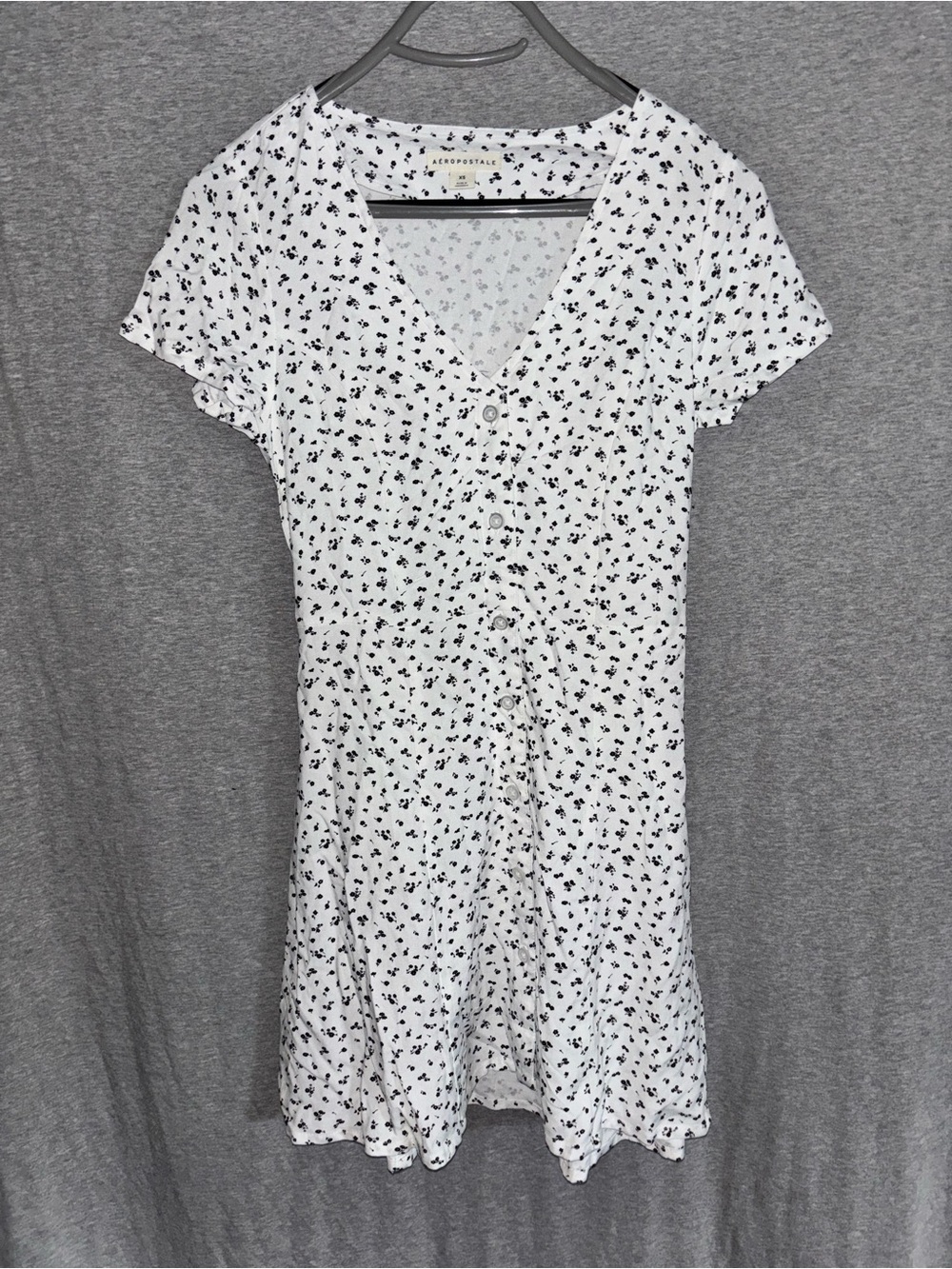 Aeropostale White Dress with Black Floral Print